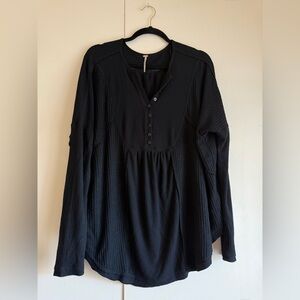 Women’s Free People Black Button-Up Thermal Top